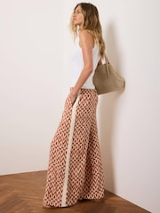 Mint Velvet Orange Geo Print Wide Leg Trousers - Image 4 of 8