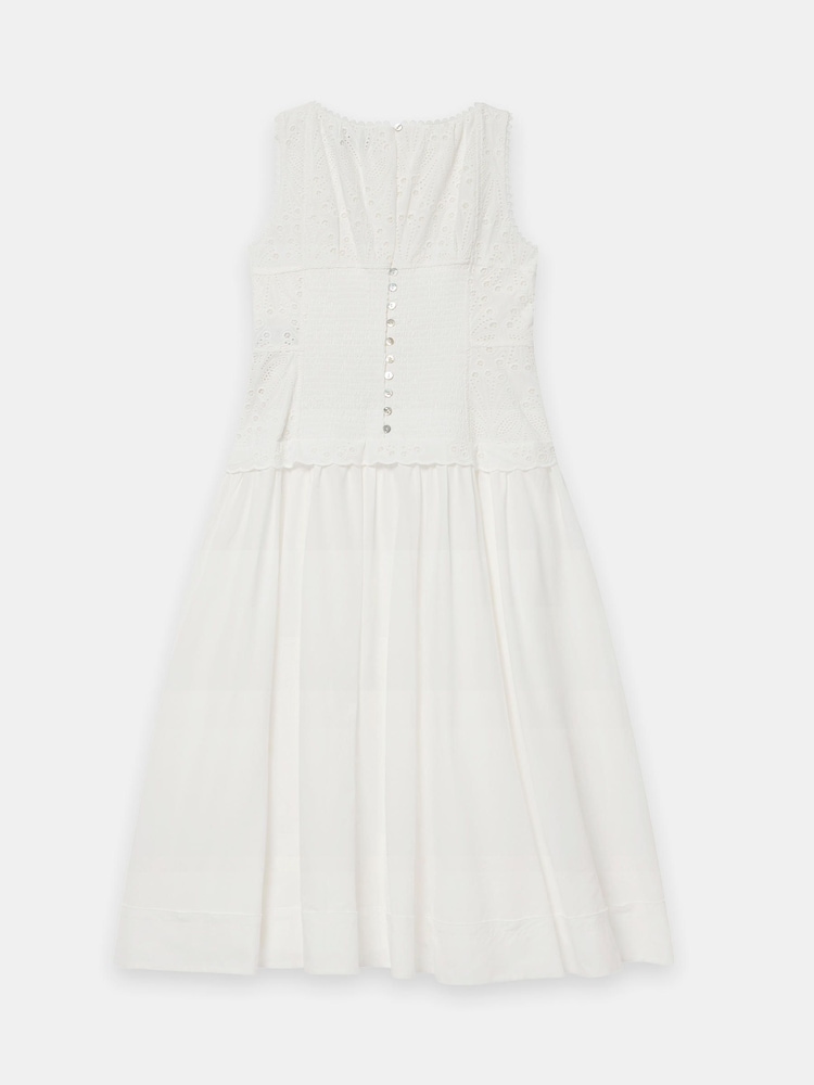 Mint Velvet White Cotton Broderie Midi Dress - Image 7 of 7 Mint Velvet White Cotton Broderie Midi Dress - Image 7 of 7