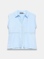 Mint Velvet Blue Linen Sleeveless Shirt - Image 6 of 7