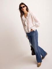 Mint Velvet White Cotton Ruffle Trim Blouse - Image 3 of 7