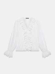 Mint Velvet White Cotton Ruffle Trim Blouse - Image 6 of 7