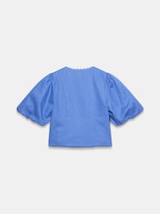 Mint Velvet Blue Linen Puff Sleeve Top - Image 8 of 8