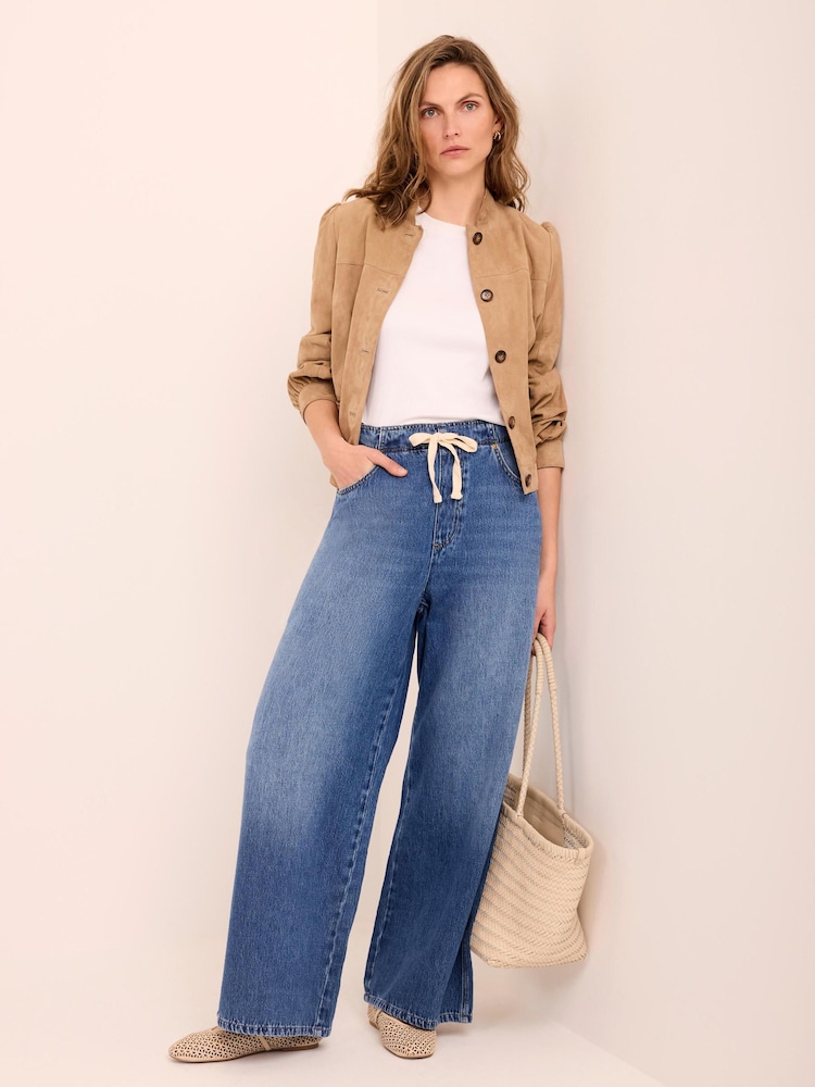 Mint Velvet Blue Tie Waist Wide Leg Jeans - Image 2 of 8