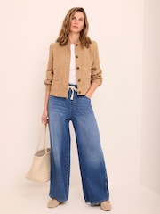 Mint Velvet Blue Tie Waist Wide Leg Jeans - Image 3 of 8