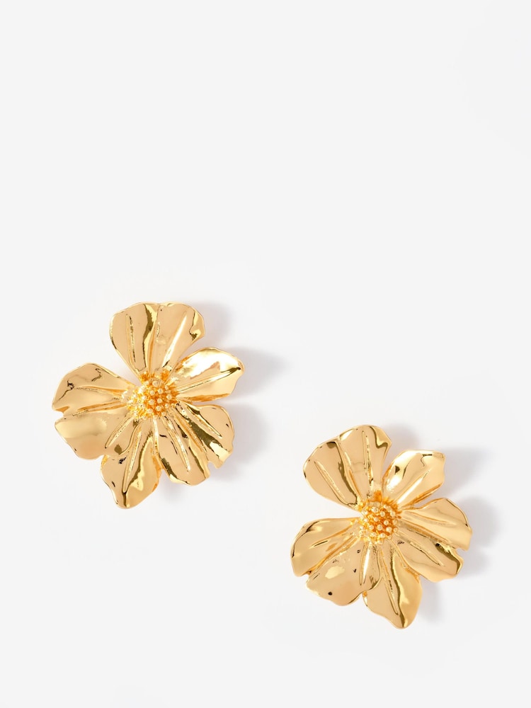 Mint Velvet Gold Tone Statement Flower Earrings - Image 1 of 4