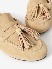 Mint Velvet Natural Indie Suede Beaded Loafers - Image 3 of 5