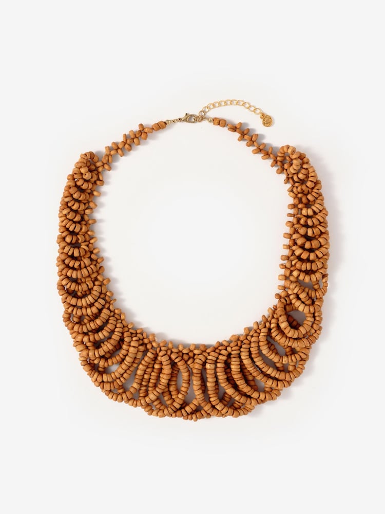 Mint Velvet Natural Beaded Loop Statement Necklace - Image 1 of 5 Mint Velvet Natural Beaded Loop Statement Necklace - Image 1 of 5