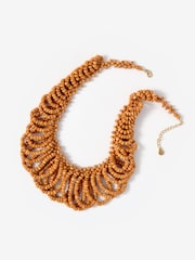 Mint Velvet Natural Beaded Loop Statement Necklace - Image 2 of 5