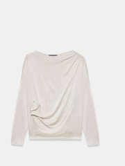 Mint Velvet Natural Metallic Ruched Long Sleeve Top - Image 6 of 7