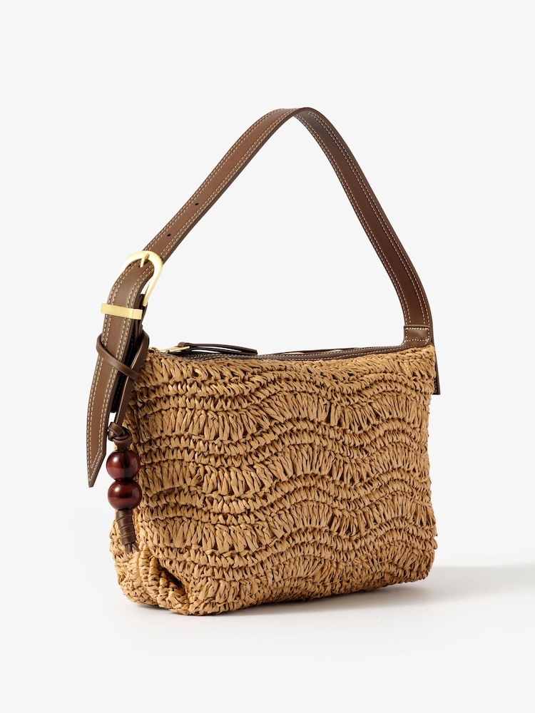 Mint Velvet Natural Jessie Paper Shoulder Bag - Image 2 of 4 Mint Velvet Natural Jessie Paper Shoulder Bag - Image 2 of 4