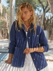 Mint Velvet Blue Cotton Utility Shacket - Image 1 of 8