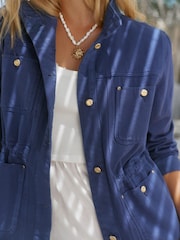 Mint Velvet Blue Cotton Utility Shacket - Image 5 of 8