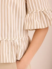 Mint Velvet Natural Striped Ruffle Trim Shirt - Image 3 of 8