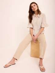 Mint Velvet Natural Striped Ruffle Trim Shirt - Image 4 of 8