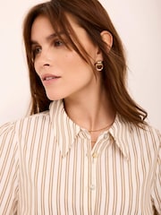 Mint Velvet Natural Striped Ruffle Trim Shirt - Image 6 of 8