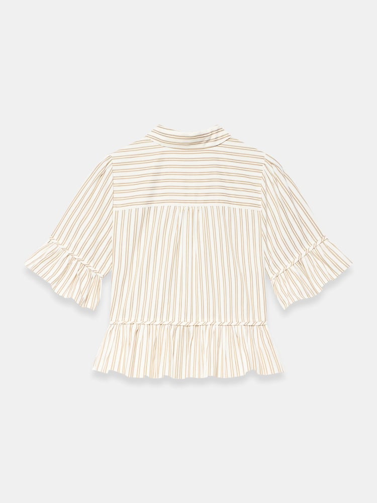 Mint Velvet Natural Striped Ruffle Trim Shirt - Image 8 of 8