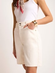 Mint Velvet White Denim Mid Length Shorts - Image 3 of 7