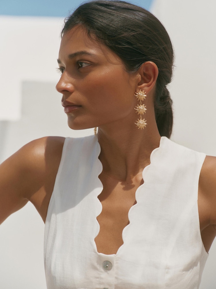 Mint Velvet Gold Tone Sun Drop Earrings - Image 4 of 4