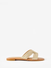 Mint Velvet Gold Darcy Metallic Detail Sandals - Image 2 of 5