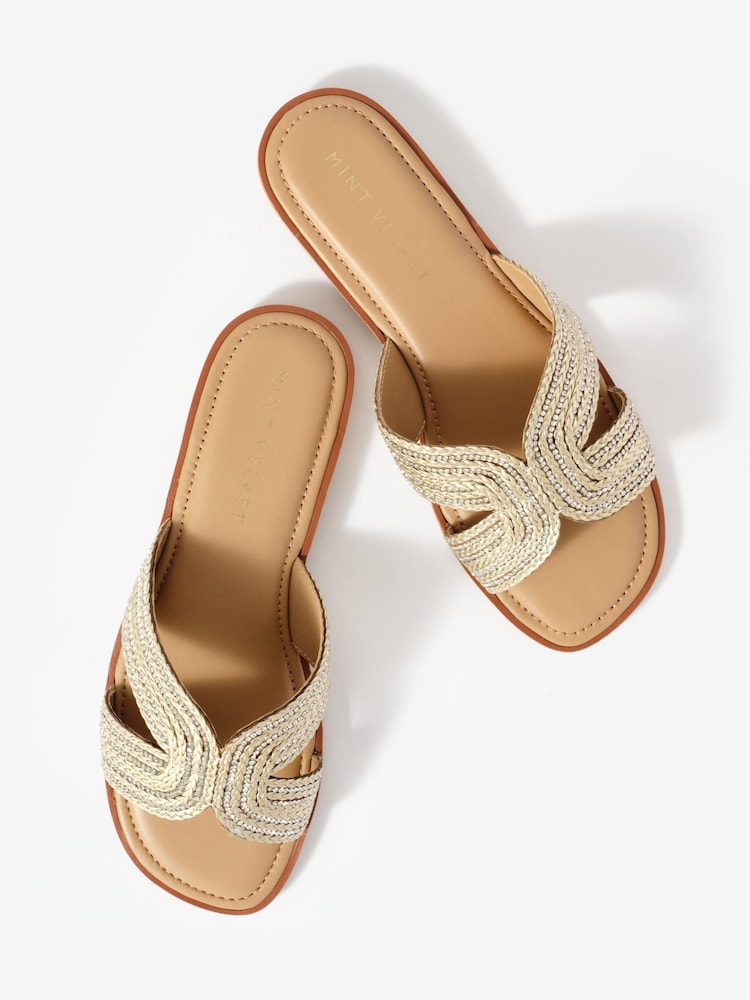 Mint Velvet Gold Darcy Metallic Detail Sandals - Image 5 of 5 Mint Velvet Gold Darcy Metallic Detail Sandals - Image 5 of 5