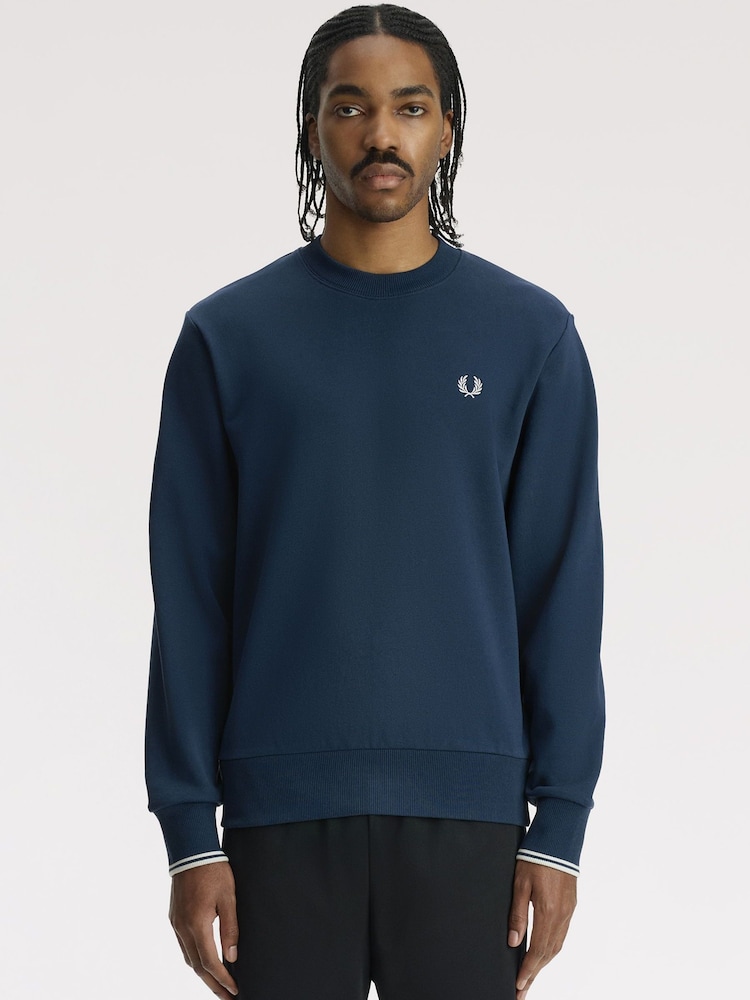 Fred Perry Blue Crew Neck Sweatshirt - Image 1 of 5