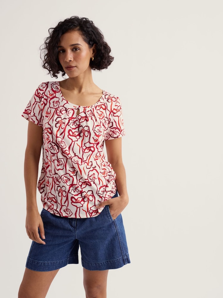 Weiß/Rot - Seasalt Cornwall Appletree T-Shirt - Bild 1 von 5