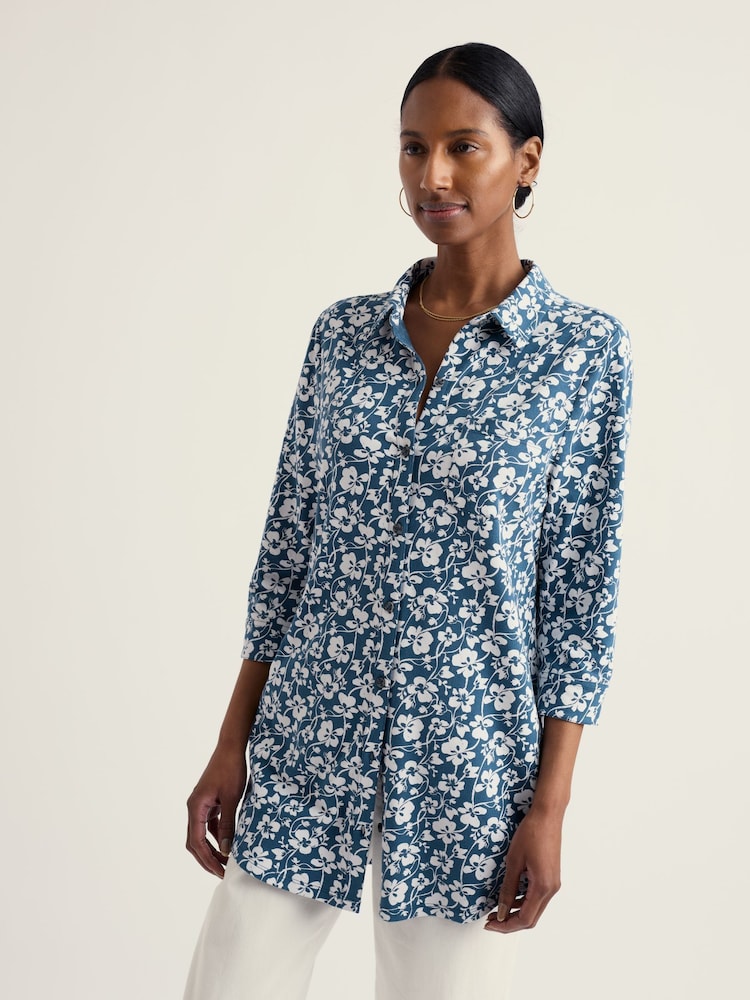 Seasalt Cornwall Blue 3/4 Dove Plant Tunic - Image 1 of 5 Seasalt Cornwall Blue 3/4 Dove Plant Tunic - Image 1 of 5