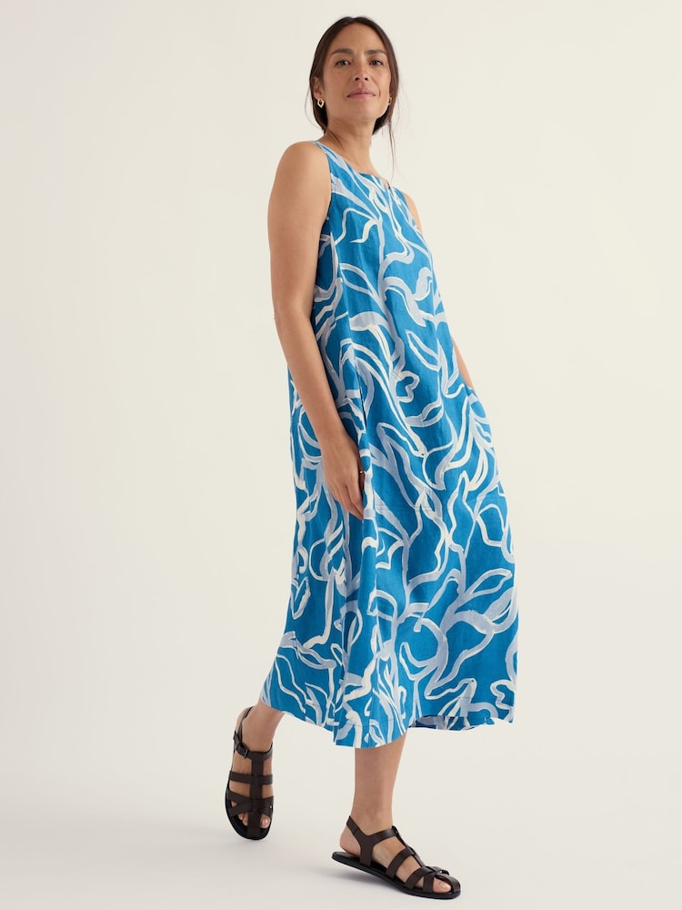 Seasalt Cornwall Blue Cresting Waves Dress - Image 2 of 5