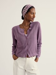 Seasalt Cornwall Purple Willowing Knit Cardigan - Image 1 of 5