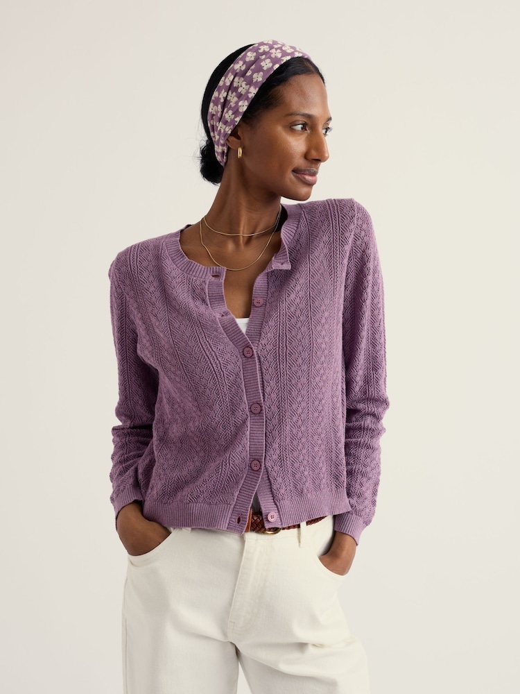 Seasalt Cornwall Purple Willowing Knit Cardigan - Image 1 of 5