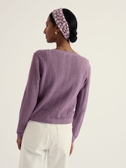 Seasalt Cornwall Purple Willowing Knit Cardigan - Image 3 of 5