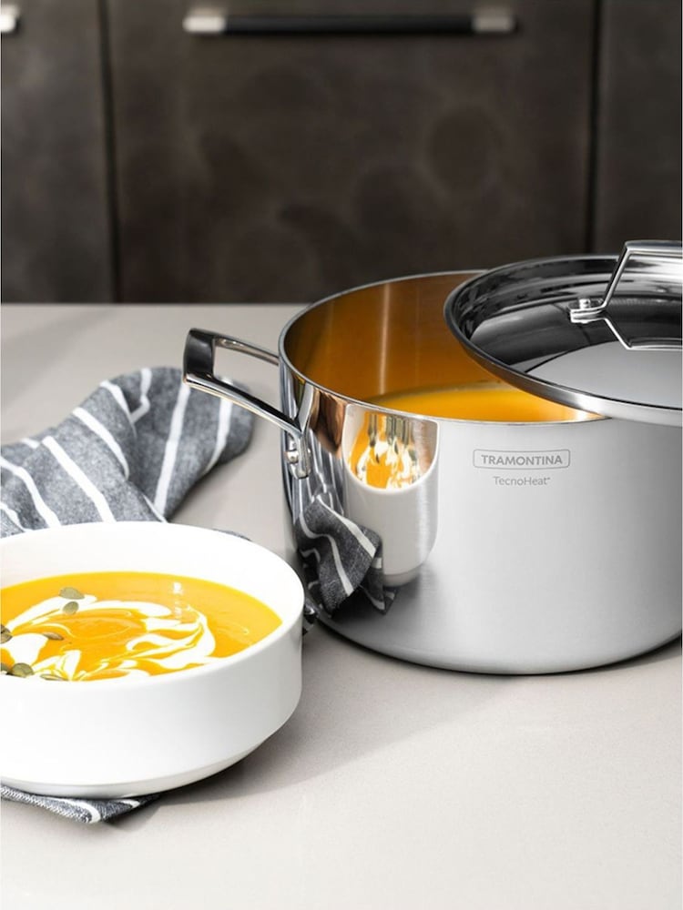 Tramontina Silver Grano 3-Ply Stainless Steel Deep Casserole 20cm - Image 1 of 6 Tramontina Silver Grano 3-Ply Stainless Steel Deep Casserole 20cm - Image 1 of 6