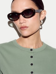 Jigsaw Green Fine Rib Baby Button T-Shirt - Image 2 of 5