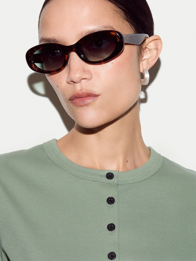 Jigsaw Green Fine Rib Baby Button T-Shirt - Image 2 of 5 Jigsaw Green Fine Rib Baby Button T-Shirt - Image 2 of 5