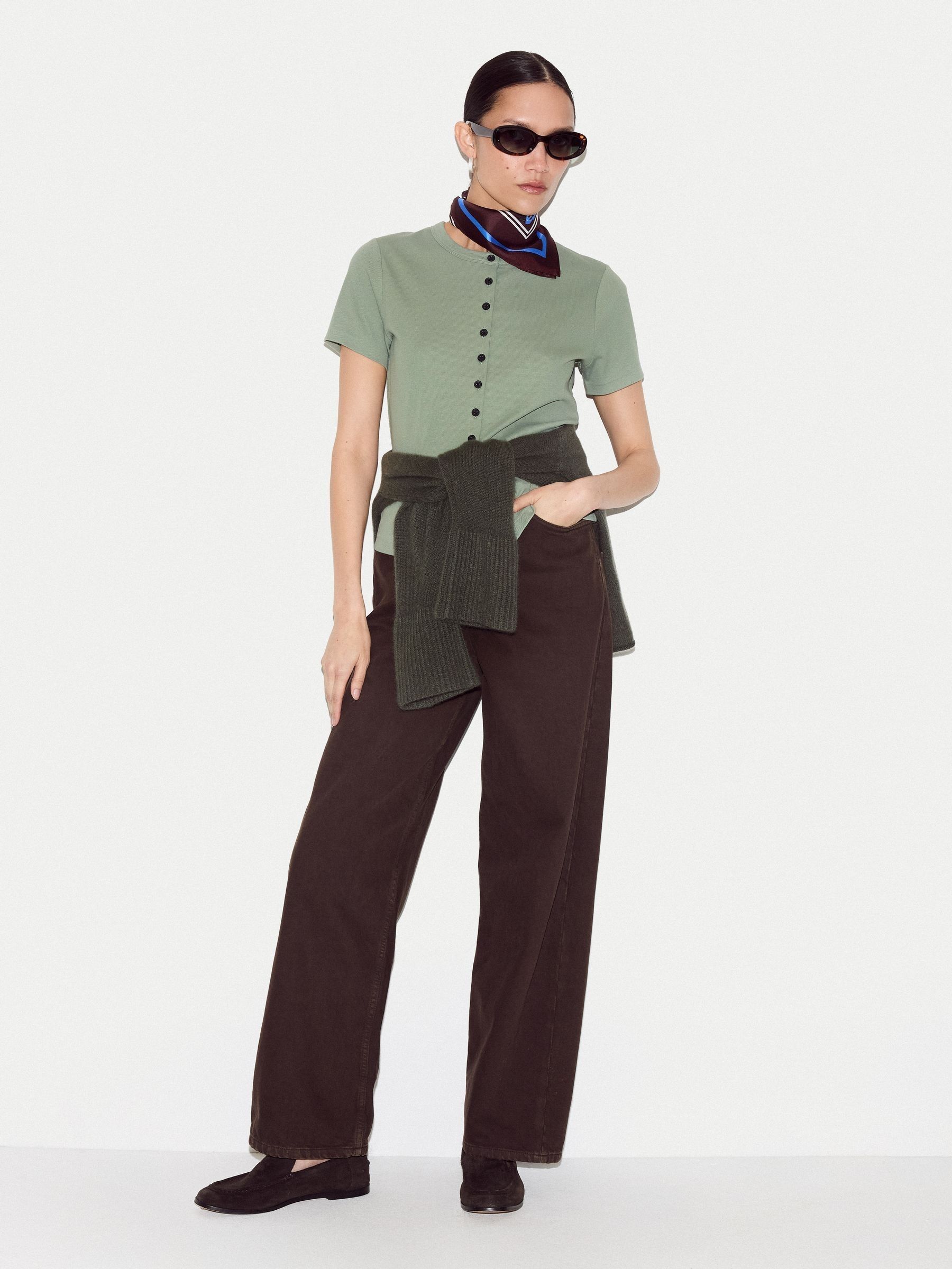 Buy Jigsaw Green Fine Rib Baby Button T-Shirt from Next Romania