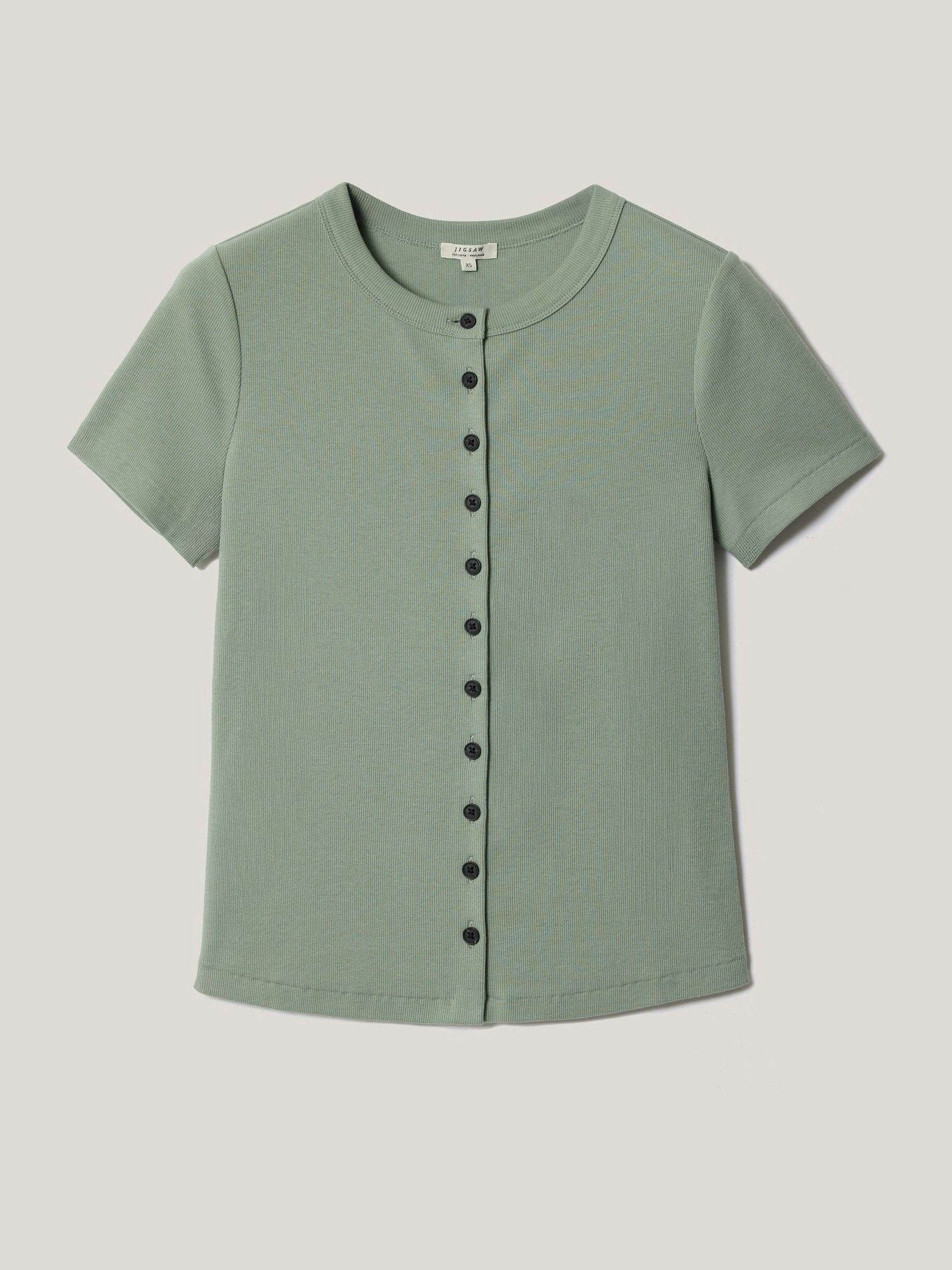 Buy Jigsaw Green Fine Rib Baby Button T-Shirt from Next Romania