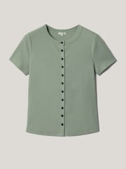 Jigsaw Green Fine Rib Baby Button T-Shirt - Image 5 of 5
