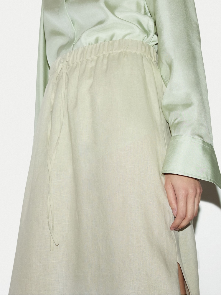 أخضر - Jigsaw Linen Drawstring Maxi Skirt - Image 2 of 5 أخضر - Jigsaw Linen Drawstring Maxi Skirt - Image 2 of 5