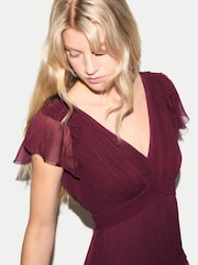 Jigsaw Red Frill Plisse Maxi Dress - Image 4 of 6