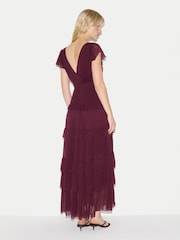Jigsaw Red Frill Plisse Maxi Dress - Image 5 of 6