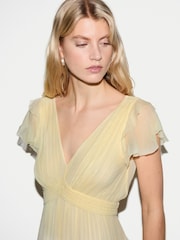 Jigsaw Yellow Frill Plisse Maxi Dress - Image 3 of 5