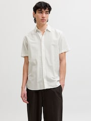 JACK & JONES White Linen Blend Short Sleeve Shirt - Image 1 of 6