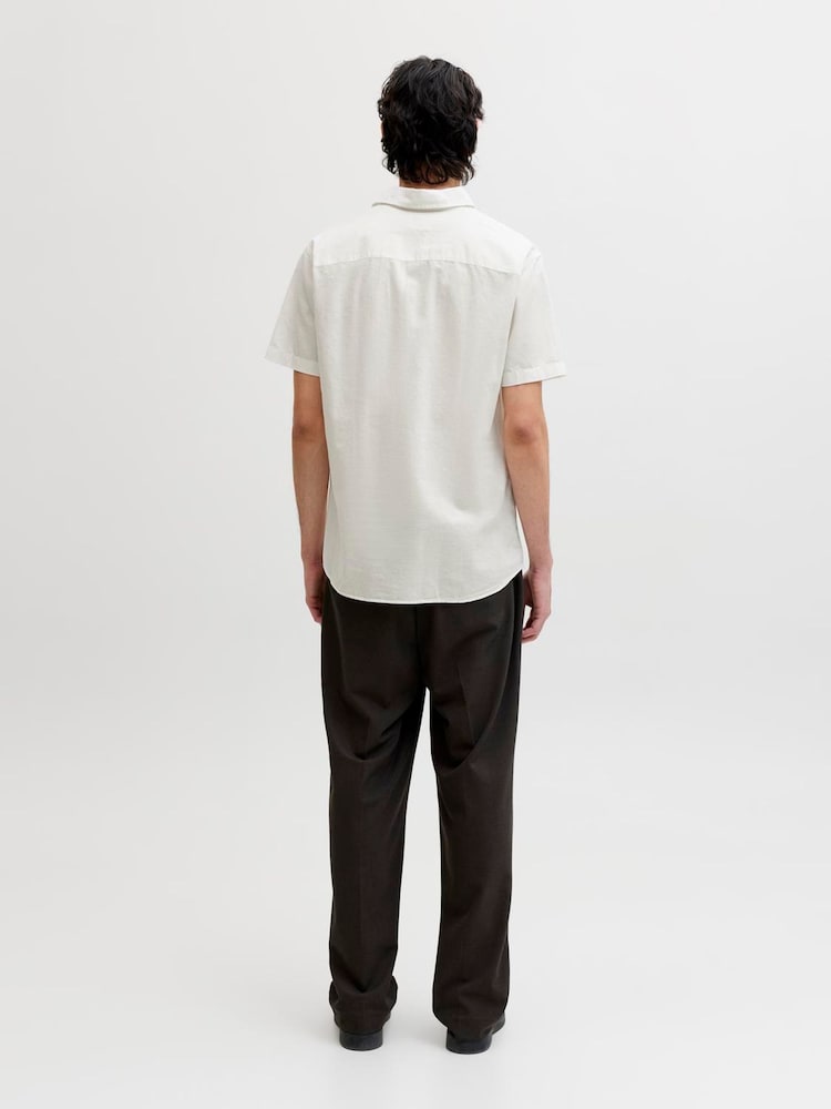 JACK & JONES White Linen Blend Short Sleeve Shirt - Image 2 of 6