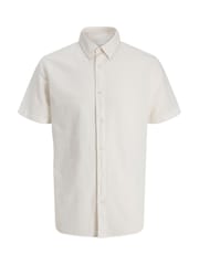 JACK & JONES White Linen Blend Short Sleeve Shirt - Image 6 of 6