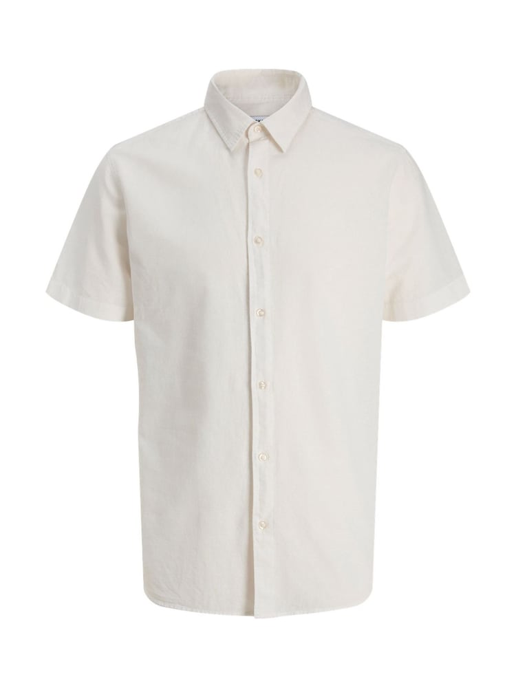 JACK & JONES White Linen Blend Short Sleeve Shirt - Image 6 of 6