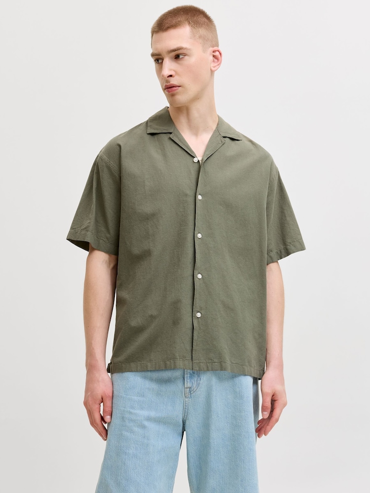 JACK & JONES Brown Linen Blend Resort Shirt - Image 2 of 10 JACK & JONES Brown Linen Blend Resort Shirt - Image 2 of 10