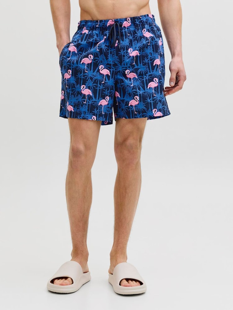 JACK & JONES Blue Patterned Swim Shorts - Image 1 of 5