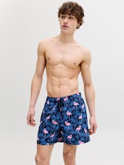 JACK & JONES Blue Patterned Swim Shorts - Image 3 of 5