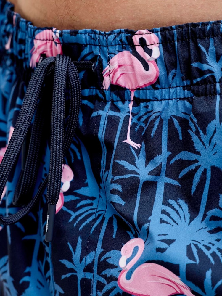 JACK & JONES Blue Patterned Swim Shorts - Image 5 of 5
