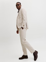 JACK & JONES White Linen Blend Trousers - Image 3 of 5